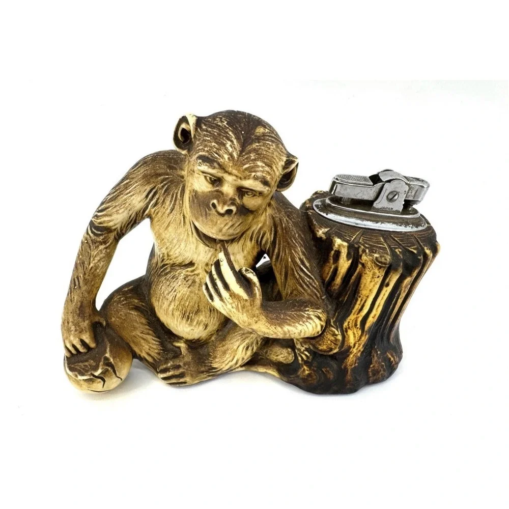 Vintage 1950's Japanese Celluloid Chimp Table Lighter Made By PRINCE/BYC Mark